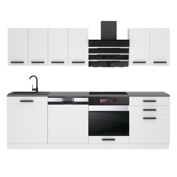 Cuisine équipée Complète Belini 240 Cm - Ensemble Meubles Bas Et Hauts Sans Plan De Travail | Finition Chêne Glamour