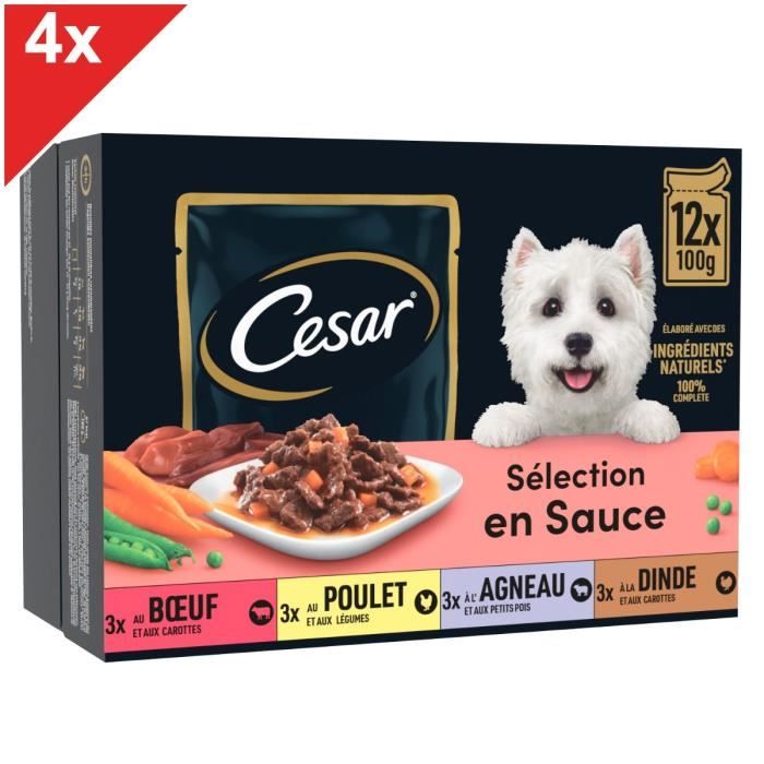 Comparer les prix de Sachets fraîcheur en sauce pour chien CESAR - 4 variétés - 100g (4x12)