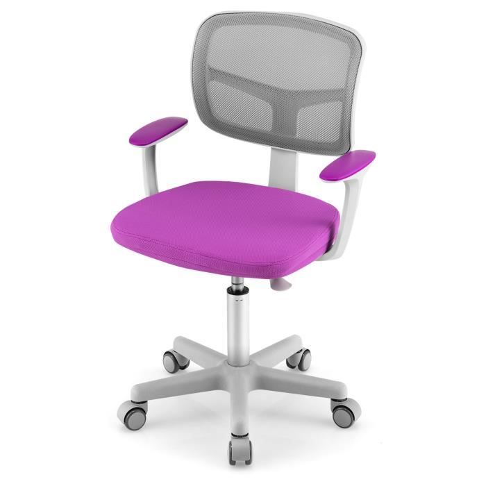 costway chaise de bureau à roulettes pour enfants,soutien lombaire, siège pivotant, hauteur réglable 80 - 91,5 cm 3 -10 ans, pourpre