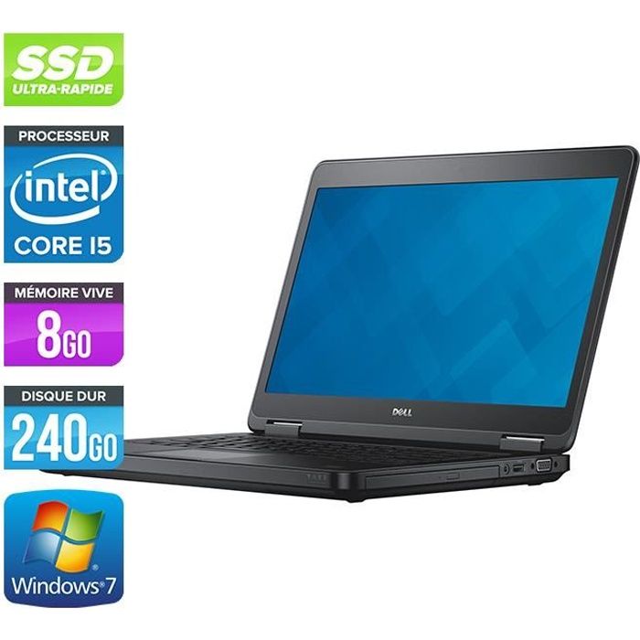 Pc portable Dell E5440 – i5-4300U – 8Go -240Go SSD – Windows 7