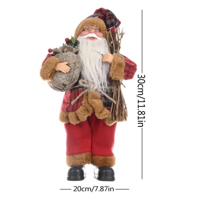 Figurine Père Noël Skieur Suspendue En Tissu Rouge Et Vert Avec
