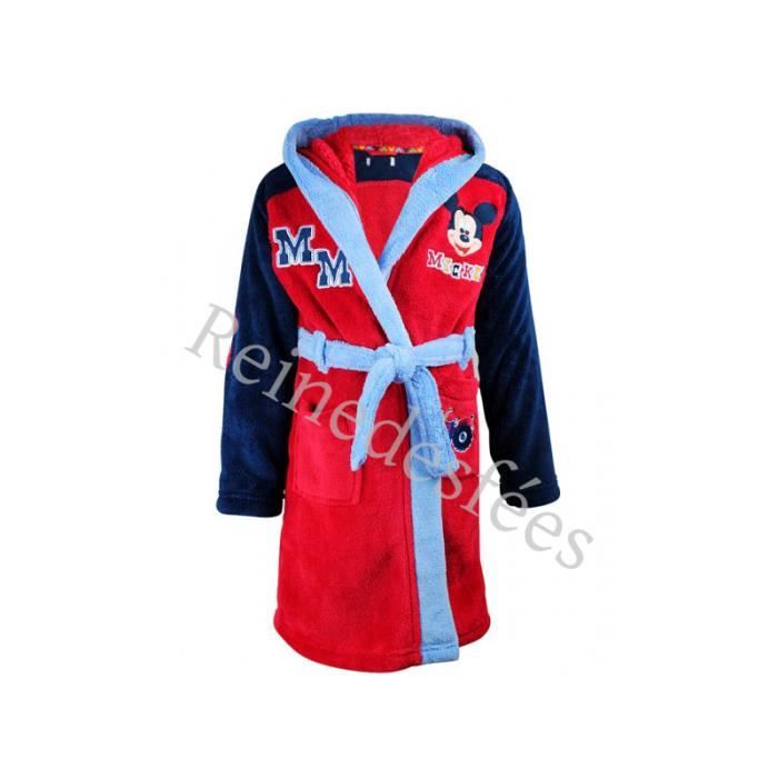 Robe De Chambre Enfant 3 4 Ans Disney Peignoir A Capuche Garcons Mickey Mouse Rouge Et Marine Avec Oreilles Idee Cadeau Cdiscount Maison