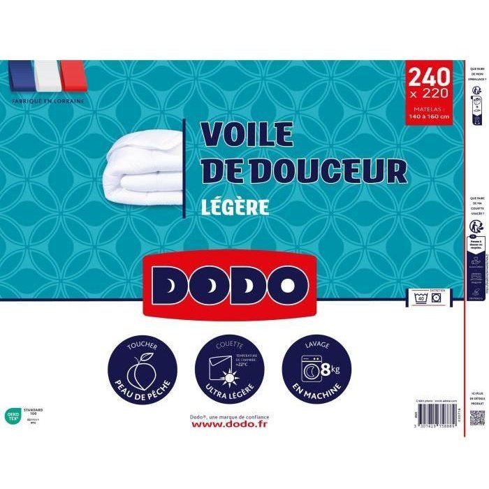 DODO - Couette ultra légère 100 g/m² - VOILE DE DOUCEUR - 220 x 240 cm - Blanc