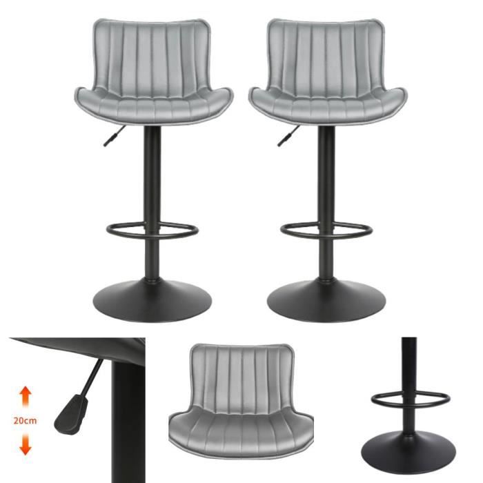Youhauchair Lot De 3 Tabourets De Bar Pivotants | Cuir PU, Réglable 55-75cm, Noir