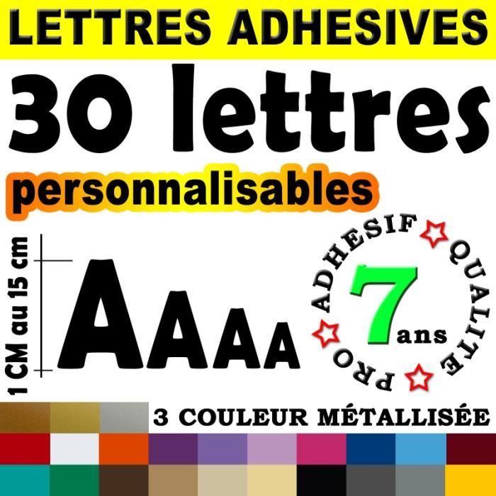 2 pièces seulement 1, Sticker lettres autocollant personnalisable 3 couleurs au choix