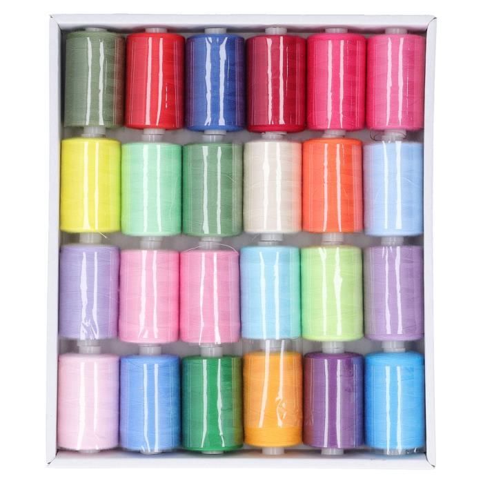 Assortiment De 45 Bobines De Fil à Coudre - 350 M Par Bobine, Polyester Résistant, Idéal Pour Machine à Coudre Et Surjeteuse