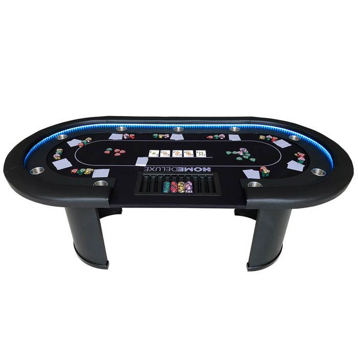 Home Deluxe Table de Poker LED avec Mallette de Poker et 2 chaises Straight Flush | avec éclairage LED I Table de Jeu Table de Poker Casino Home Deluxe Table de Poker LED avec Mallette de Poker et 2 chaises Straight Flush | avec éclairage LED I Table de Jeu Table de Poker Casino
