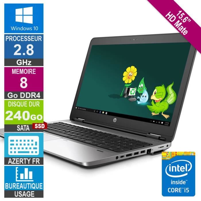 15.6 HP ProBook 650 G2 i5-6200U 2.78GHz 8Go/240Go SSD W10 AZERTY FR
