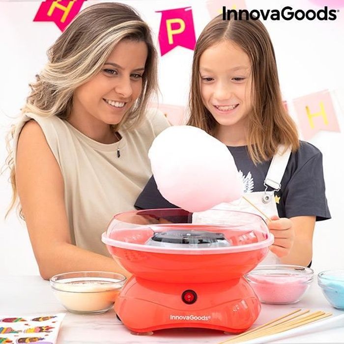 InnovaGoods Machine à Barbe à Papa - Appareil Électrique Pour Faire Du Coton De Sucre à La Maison, Rouge