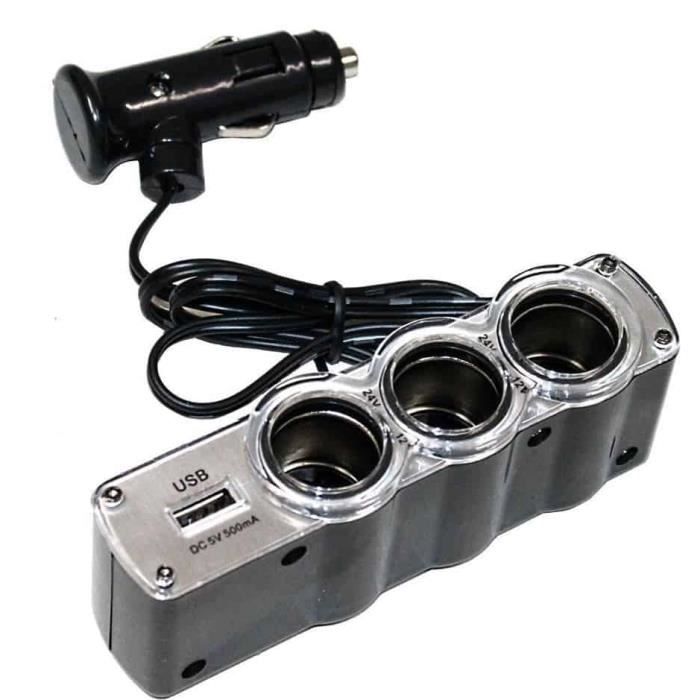 Multi-Power Cup, 3 prises allume-cigare + 4 USB et voltmètre