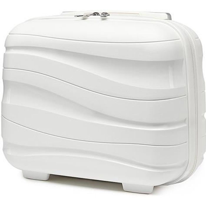 Kono Vanity Case Rigide ABS Léger Portable 34x30x17cm Trousse de Toilette pour Voyage, Vanity Rigide Voyage Femme, Blanc