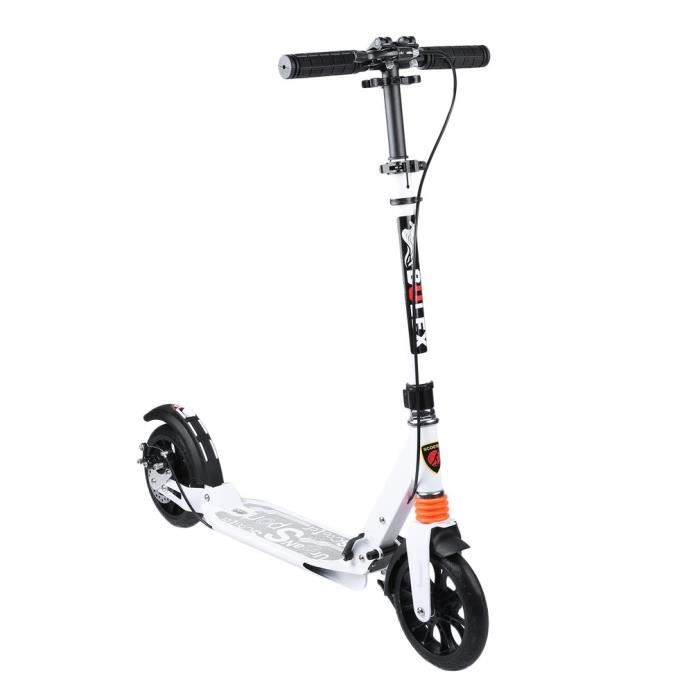 Trottinette Pliable Adulte Et Adolescent - Roues 200mm, Guidon Réglable 90-105cm, Suspension - Poids Max 100kg