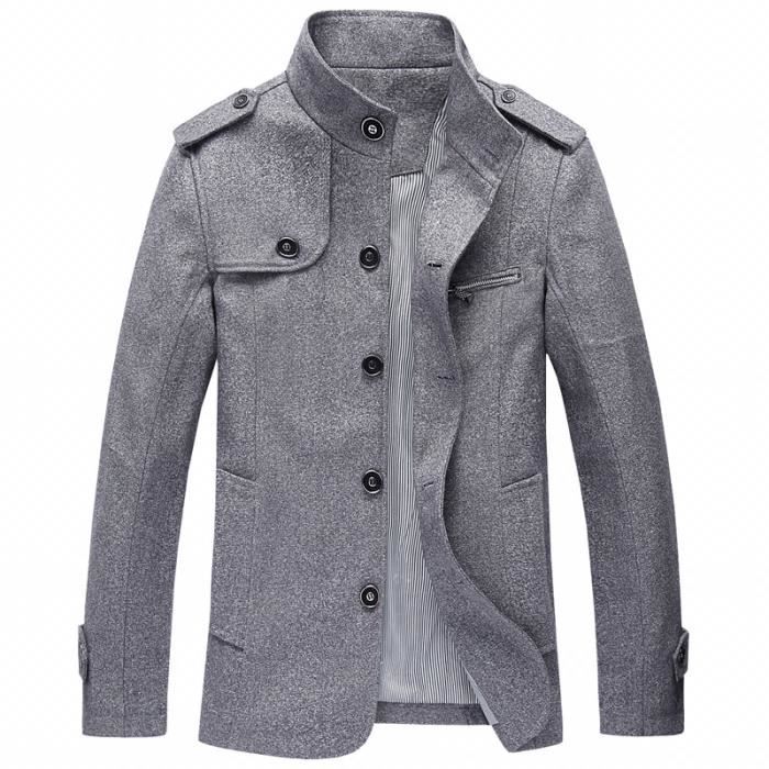 Manteau Homme Col haut Couleur unie Epaississement Manteau Homme VeTement Masculin Gris Cdiscount Pret a Porter