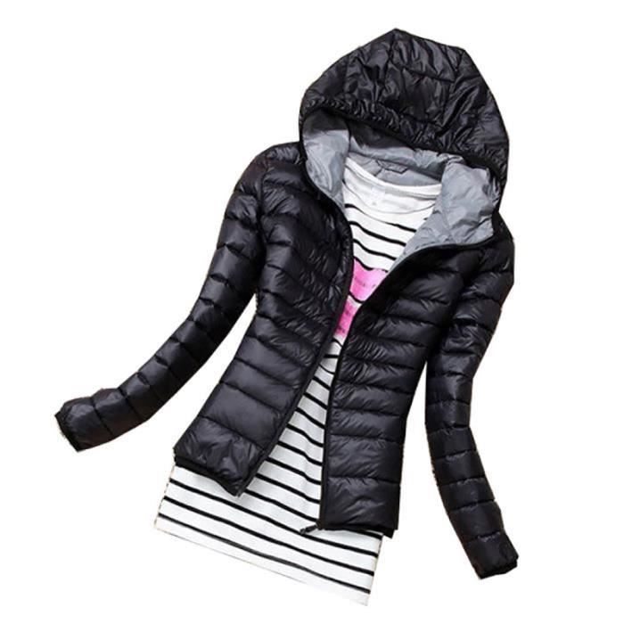 Ray Doudoune Femme Veste L ger Et Mince Courte Capuche Couleur