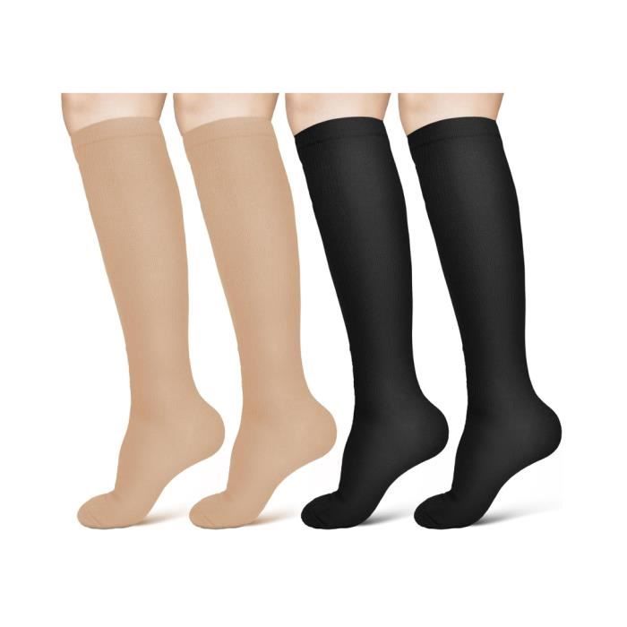 Chaussettes de Compression 2 Paires 15-20 mmHg Bas de Contention pour Femmes et Hommes Chaussettes de Compression entorse de la