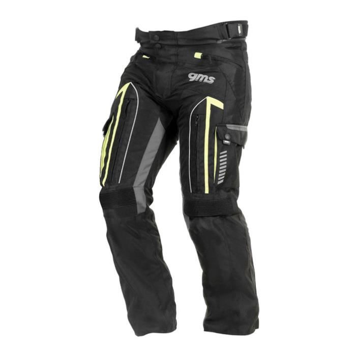 Pantalon moto GMS Everest - noir/anthracite/jaune - M