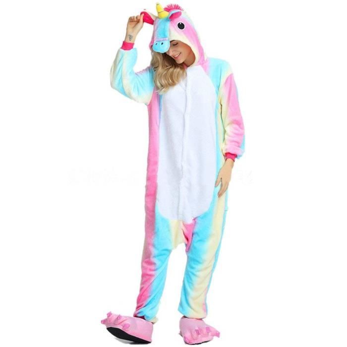 PENGMAI Enfants Adulte Unisexe Licorne Onesie Pyjama Halloween Cosplay Costume Unicorn Tenue Nuit Vêtements Soirée de Déguisement 