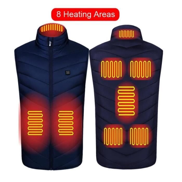 Meichang Gilets Chauffants Pour Hommes Et Femmes Patchwork Sans Manches Col Montant Vestes Chauffantes Extérieures Alpinisme Manteaux Chauffants Avec 17 Zones De Chauffage (Sans Batterie