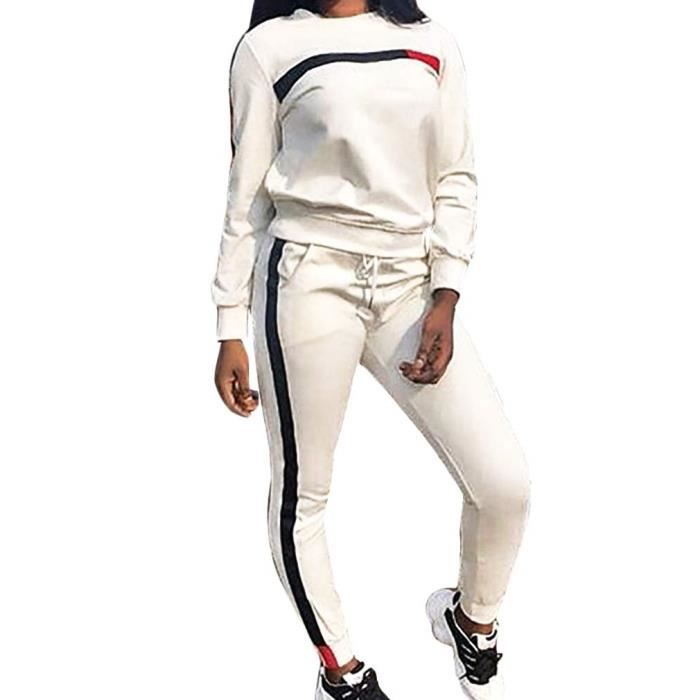 Tenue Sport Femmes Jogging Suits Manches Longues Ensembles Sportifs 2pcs Automne Vêtements Sport Côtés