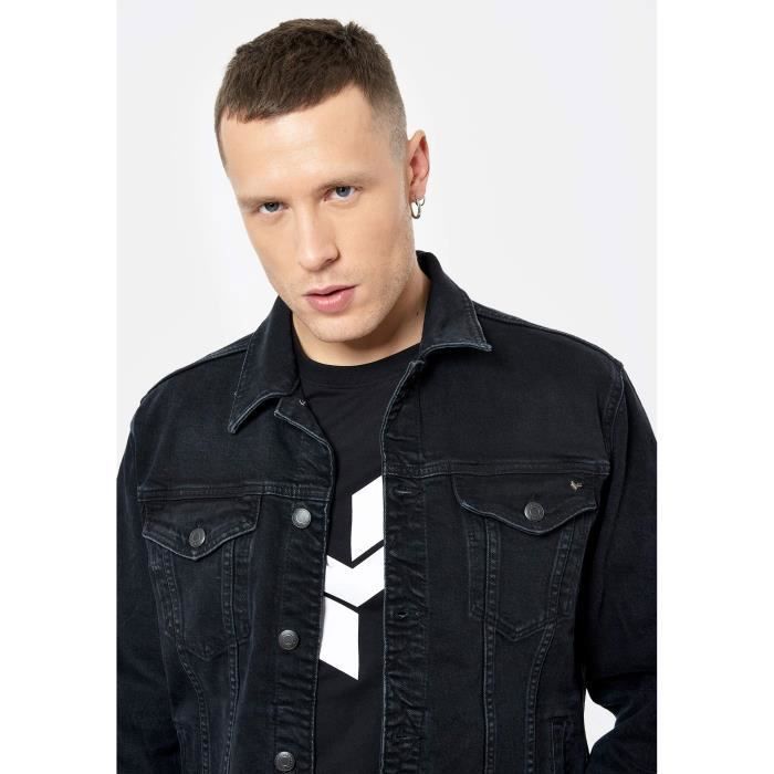 Veste en jean noir délavé clearance