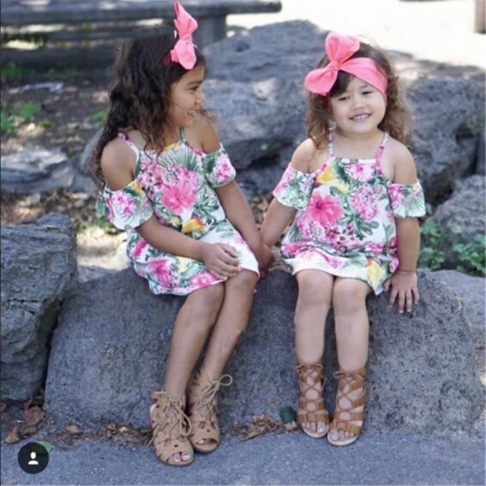 Robe Patineuse A Epaules Denudees Pour Bebe Fille Robes De Soiree D Ete Florales 6m 4 Ans Rose Rose Achat Vente Robe Cdiscount