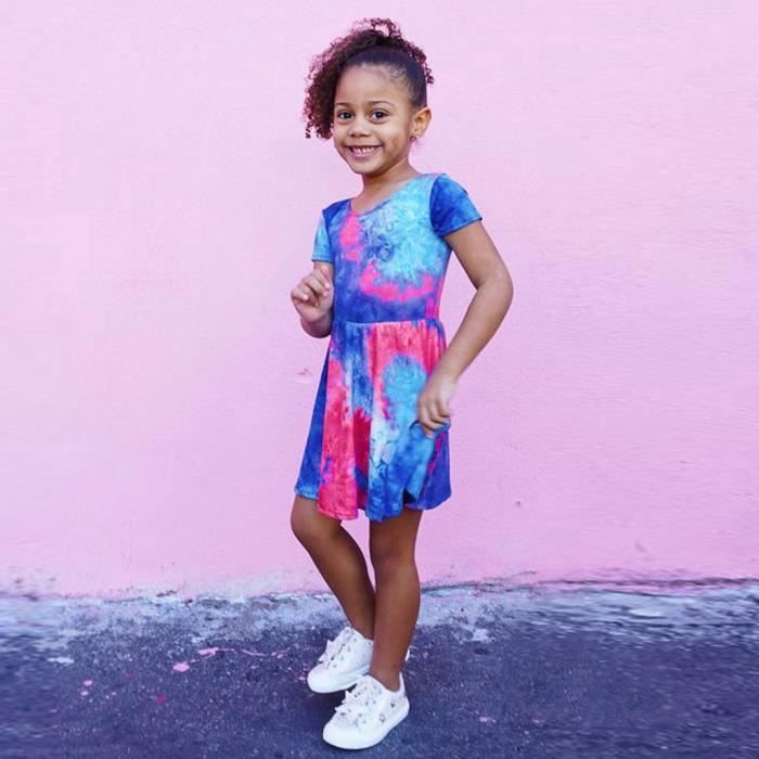 Robe De Princesse A Imprime Tie Dye Arc En Ciel A Manches Courtes Pour Bebe Fille Multicolore Jiaodezmc Achat Vente Robe Cdiscount