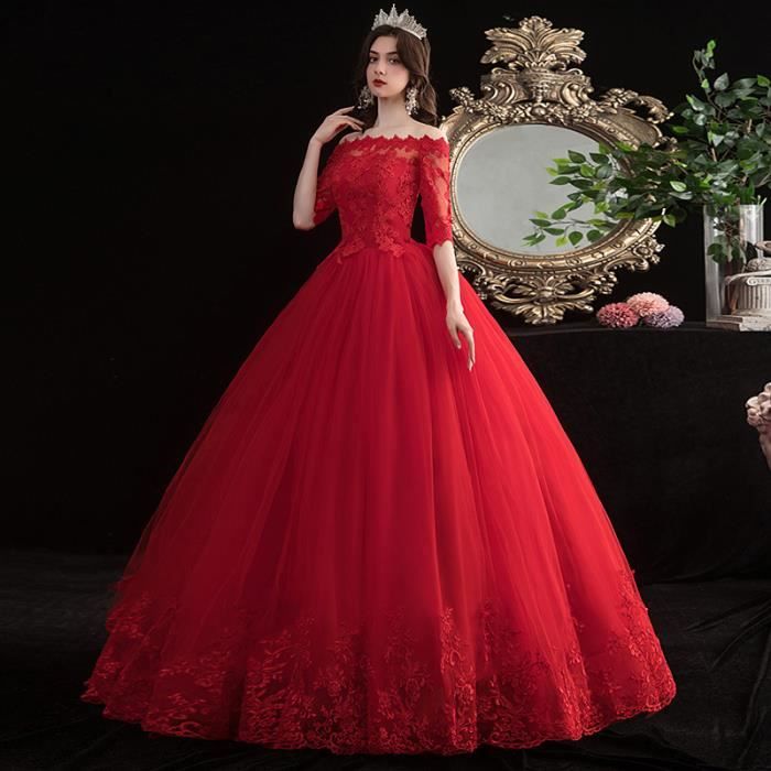 M robe de mari e rouge une paule 2021 nouveau n ud de mariage