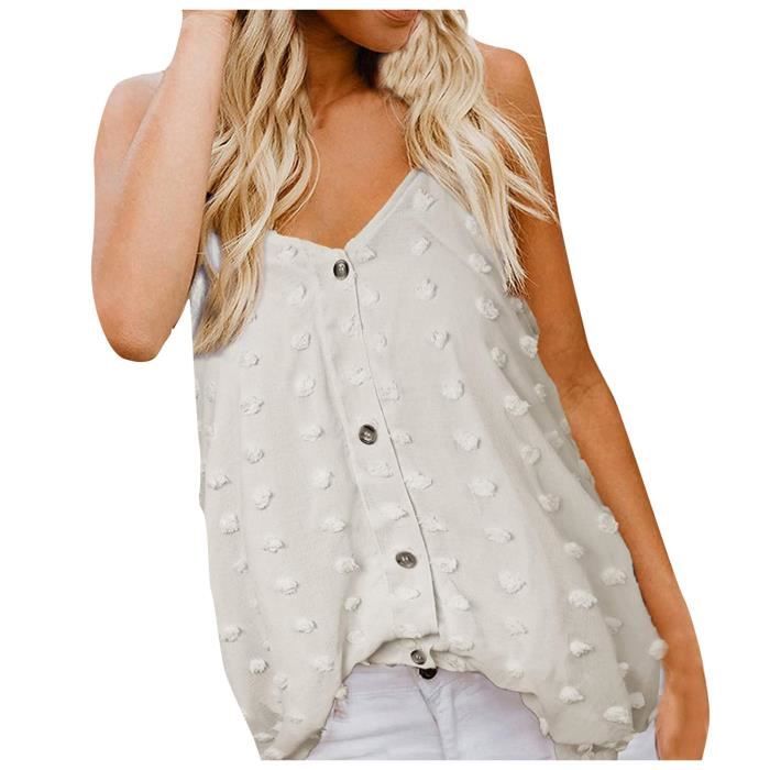 EDOTON Débardeur Femme Été Sans Manches Col Rond Bretelles – Top Ample Décontracté Fluide S-XXL – Idéal Plage & Quotidien