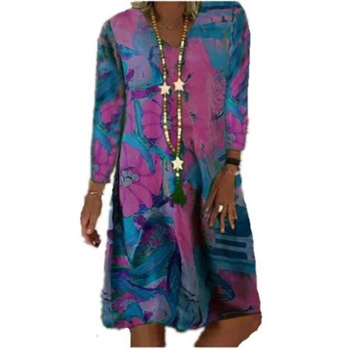 YOUKD Kimono Long Été Boho Femme Grande Taille - Robe Plage Wraps Léger Une Taille - Peignoir Fleuri