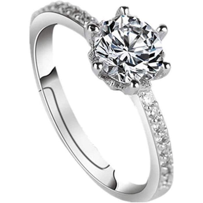 Bague Épingle Fermée Cristaux - Acier Inoxydable Argenté - Taille Réglable - Neuf Avec Étiquettes
