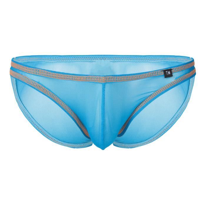 YONGHS Slip Transparent Sexy Homme String See Through Lingerie Erotique Tanga Underwear S 3XL Bleu Bleu Cdiscount Pret a Porter