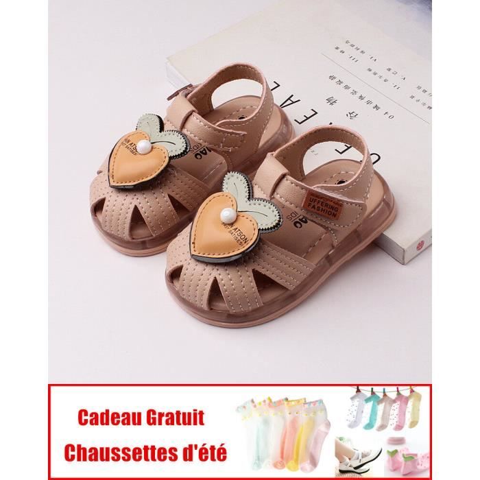 Sandales Premiers Pas Bébé Fille – Semelle En Cuir Souple Antidérapante – Léger Et Respirant – Idéal Pour L’Été Et La Plage