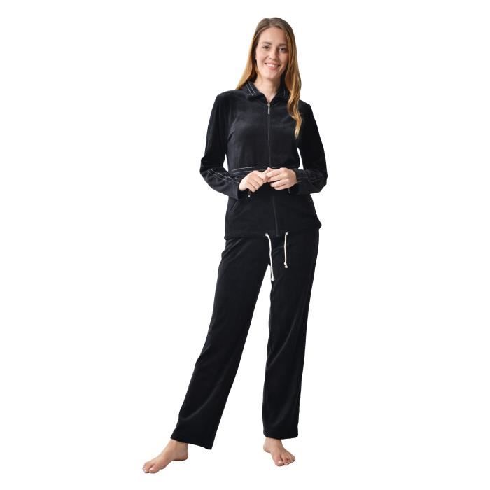 raikou ensemble de vêtement de sport gilet zippé ajustable jogging survêtement homewear tenue casual 2 pièces noir t36-50