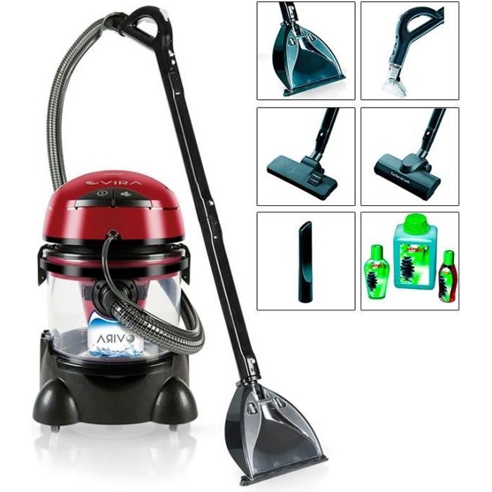 MPM Vira Aspirateur shampouineuse spécial moquette / tapisserie sec/humide 4 en 1 2400W - Rouge