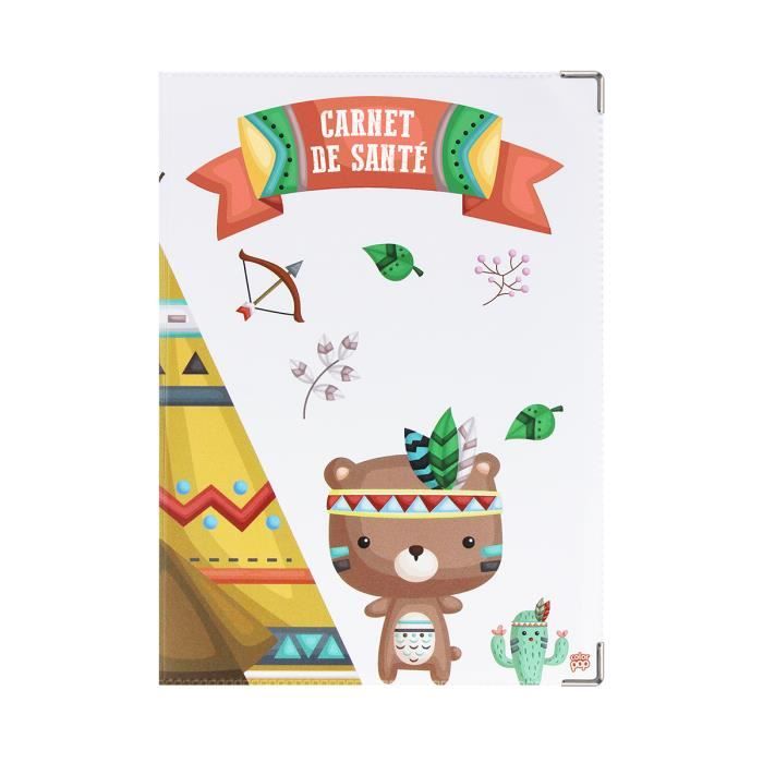 Protège carnet santé enfant couleur motif imprimé indien - Color Pop - France - 22 x 16 cm