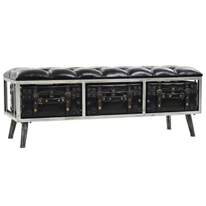 omabeta bancs coffres - banc de rangement 110 cm noir similicuir - meubles haut de gamme - m24772