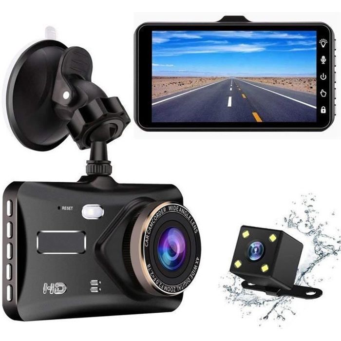 Dash Cam 10,2 cm /écran IPS /écran Full HD 1080p /à double lentille Tableau de bord de voiture Cam/éra vid/éo Recoder DVR 12 MP 170 /° Grand Angle de vue Vision nocturne WDR G-Sensor D/étection