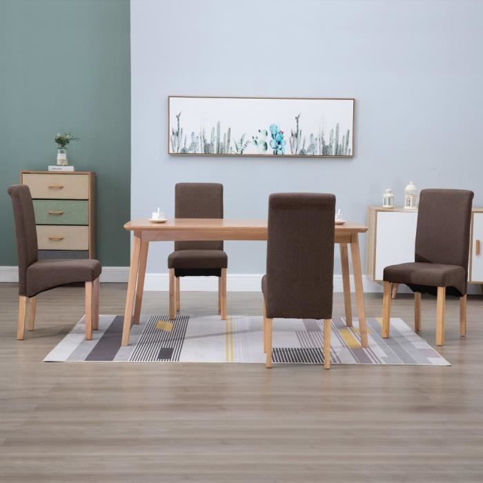 Chaises de salle à manger Lot de 4 Chaises Scandinave Marron Tissu