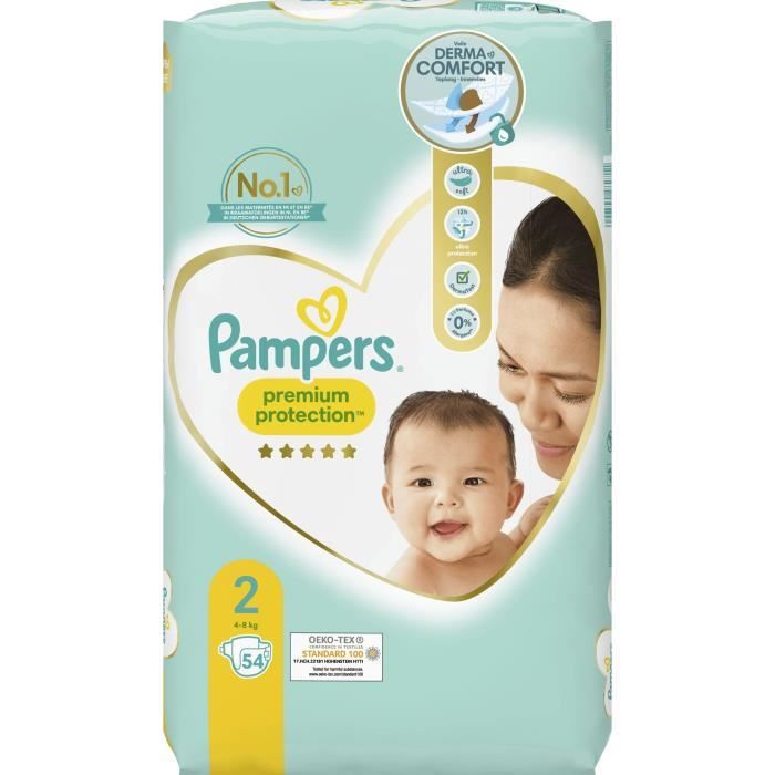 Couches Pampers Premium Protection Taille 2 - 108 Couches