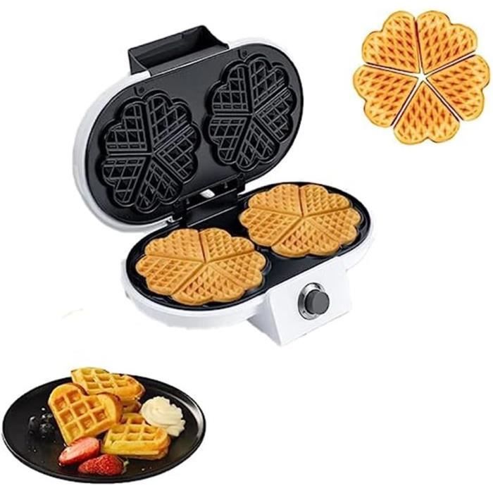 Gaufrier Cœur Livoo 1000W - 5 Gaufres Cœur Par Cuisson, Plaques Antiadhésives, Thermostat - Rouge - 10