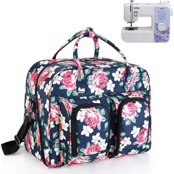 Sac De Transport Pour Machine à Coudre - Grande Capacité (46x32x23 Cm), Plusieurs Poches, Poignée Rembourrée, En Nylon Résistant (bleu Clair)