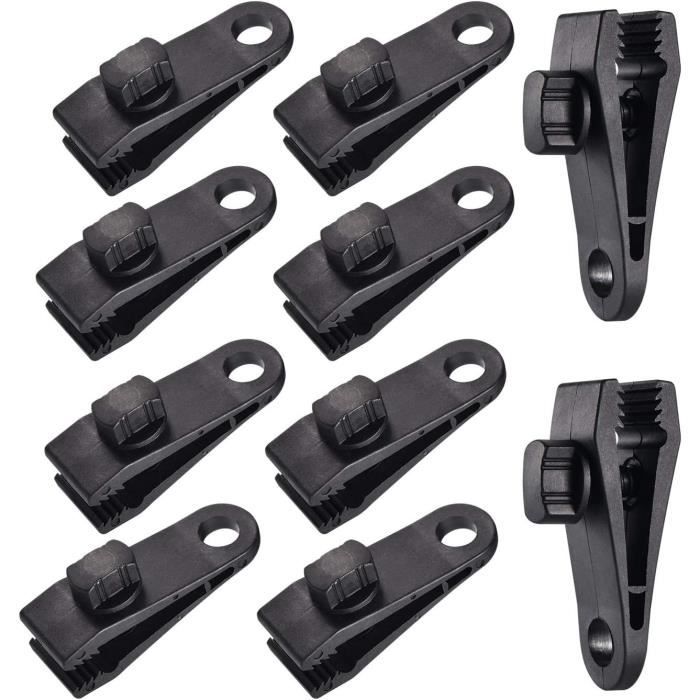 10 Clips + Tendeurs Pour Bâche – Renfort Tente, Camping, Auvents, Bâches