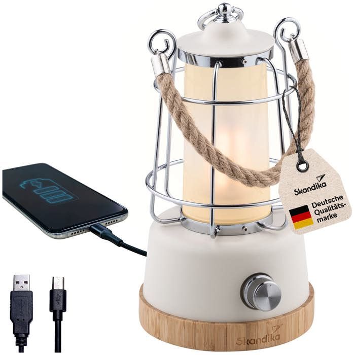 Lampe de Camping LED - Skandika Kiruna- look rétro avec Powerbank - Rechargeable - USB - 75 h Autonomie
