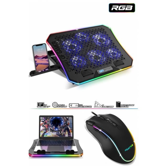 Refroidisseur Air Stream Spirit of gamer PC PORTABLE 17 6 ventilateurs AIRBLADE 1200RGB + Support Smartphone + GAMER RGB 480 - vue 2
