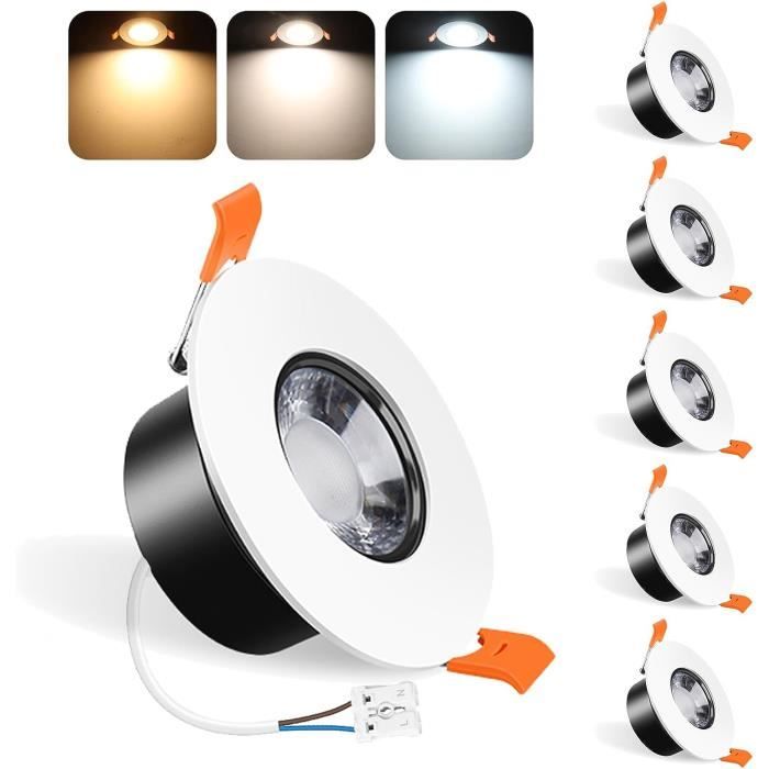 Lot De 6 Spots LED Encastrables Dimmables ALUSSO LIGHTING 4W 310 Lumens 3CCT - IP44 Pour Salle De Bain, Cuisine, Salon - Blanc Rond
