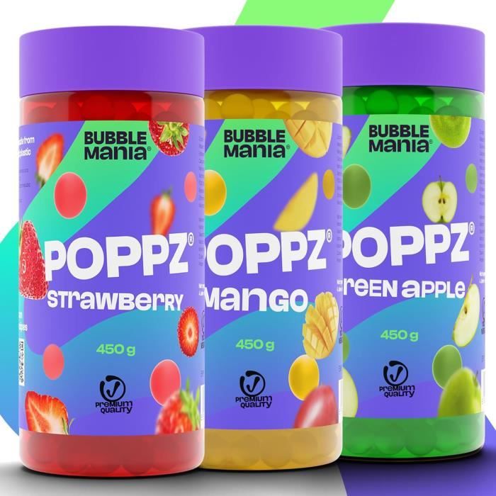 POPPZ Fruit Popping Boba Pearls pour Bubble Tea Mix - Lot de 3 perles ...