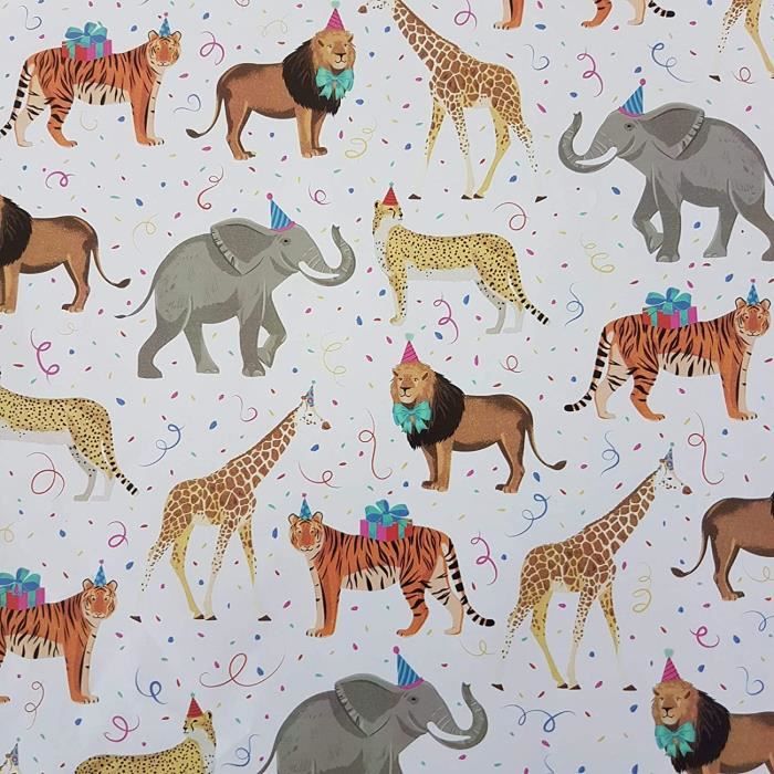Papier Cadeau Motif Chien Ballon - Rouleau 70 Cm X 2 M, Multicolore, Pour Anniversaire Enfant - 10
