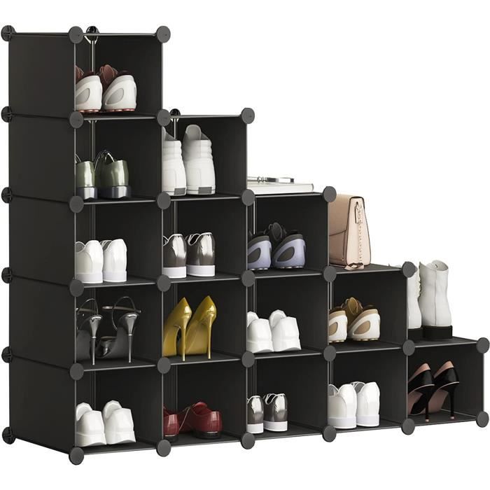 HOMIDEC Étagère à chaussures modulaire à 16 cubes à emboîter, à monter  soi-même, à chaussures, meuble de rangement pour couloir212 - Cdiscount  Maison
