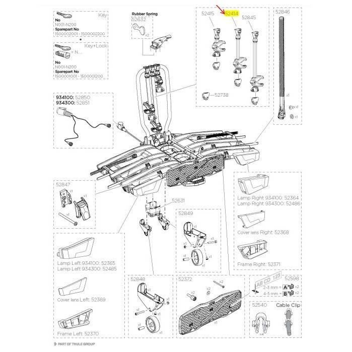 Transporteurs Pièces détachées Thule Euroclassic Easy Fold Xt Medium Bike Arm 52414 - Taille Unique - Noir