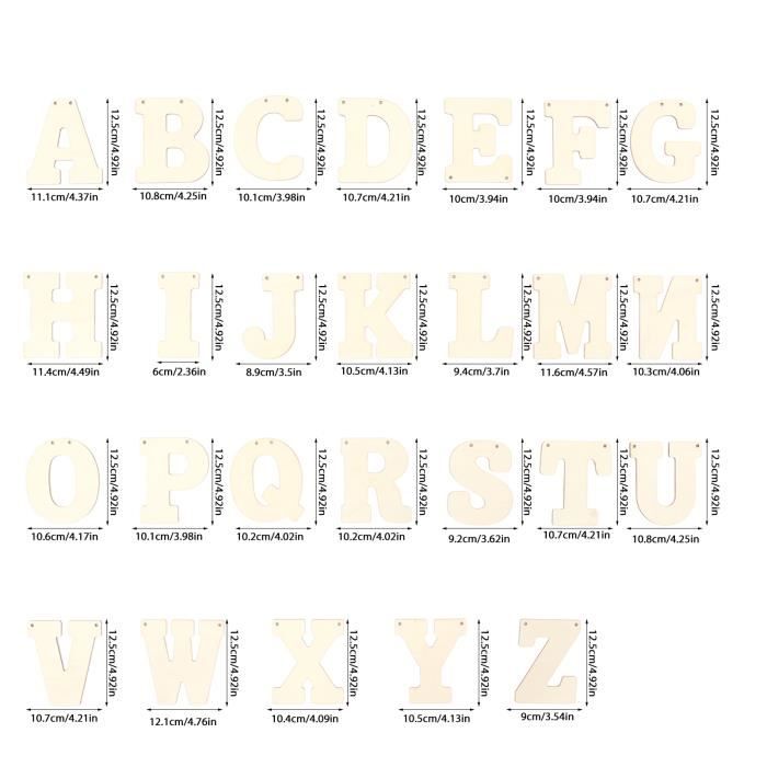 190 Pcs Lettres Et Chiffres En Bois Avec Plateau De Rangement - Alphabet Majuscules Pour DIY Et Décoration